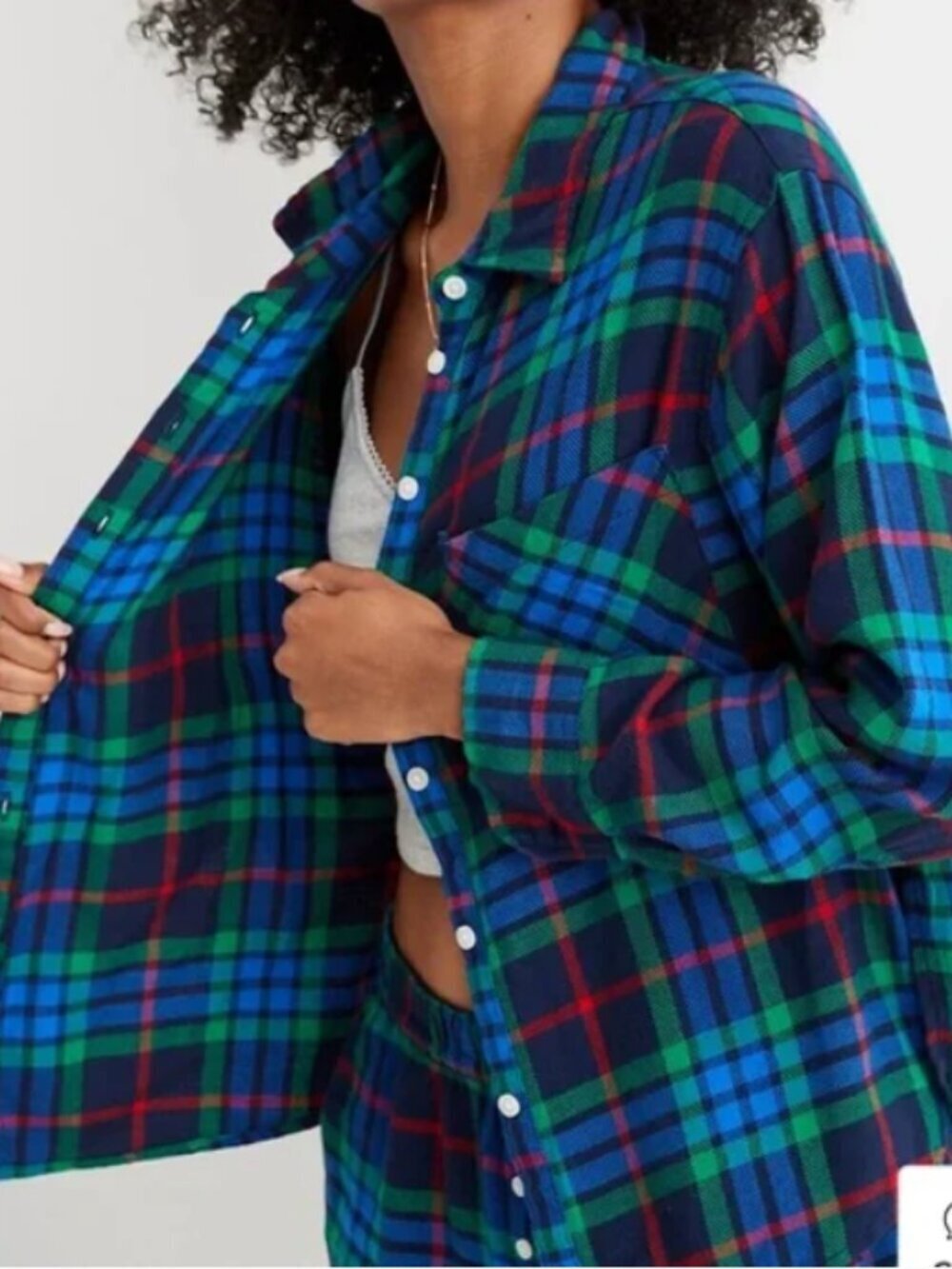 Aerie Plaid Flannel Button Down Shirt Top Extra Soft Women's Large L EUC Cotton